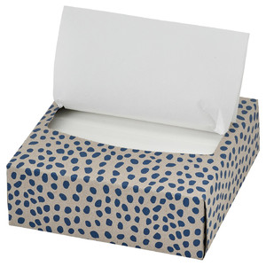 PILLERSTARR Paper napkin, patterned/beige blue, 32x16 cm