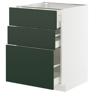 METOD / MAXIMERA Base cabinet with 3 drawers, white/Havstorp deep green, 60x60 cm