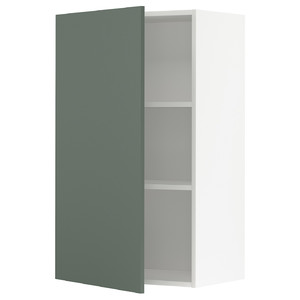 METOD Wall cabinet with shelves, white/Bodarp grey-green, 60x100 cm