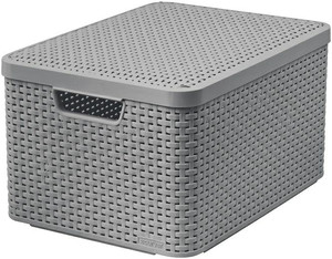 Curver Storage Basket with Lid L 30l, light grey