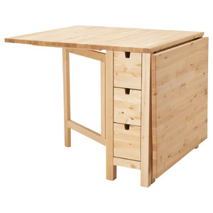 NORDEN Gateleg table, birch, 26/89/152x80 cm