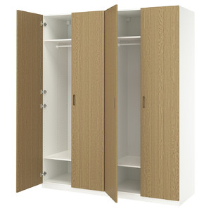 PAX / TONSTAD Wardrobe combination, white/oak veneer, 200x60x236 cm