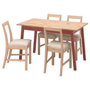 PINNTORP / PINNTORP Table and 4 chairs, light brown stained red stained/Katorp light brown stained, 125 cm