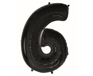 Foil Balloon Number 6, black, 92cm