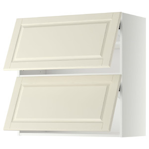 METOD Wall cabinet horizontal w 2 doors, white/Bodbyn off-white, 80x80 cm