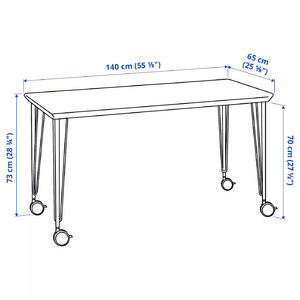 ANFALLARE / KRILLE Desk, bamboo/black, 140x65 cm
