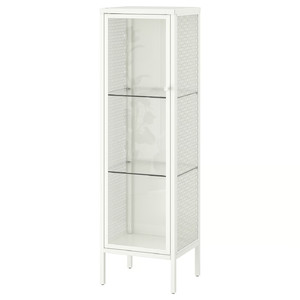 BAGGEBO Cabinet with glass doors, metal, white, 34x30x116 cm