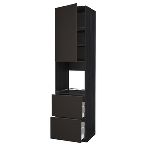METOD / MAXIMERA High cabinet f oven+door/2 drawers, black/Kungsbacka anthracite, 60x60x240 cm