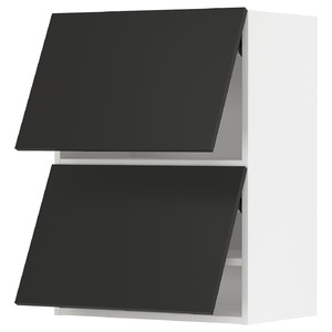 METOD Wall cabinet horizontal w 2 doors, white/Nickebo matt anthracite, 60x80 cm