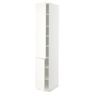 METOD High cabinet with shelves/2 doors, white/Vallstena white, 40x60x220 cm