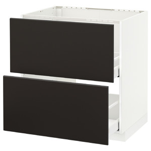 METOD / MAXIMERA Base cab f sink+2 fronts/2 drawers, white, Kungsbacka anthracite, 80x60 cm