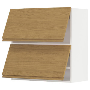 METOD Wall cabinet horizontal w 2 doors, white/Voxtorp oak effect, 80x80 cm