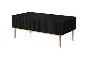 Coffee Table with 2 Drawers Nicole, matt black/gold legs