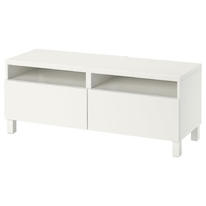 BESTÅ TV bench with drawers, white/Lappviken/Stubbarp white, 120x42x48 cm