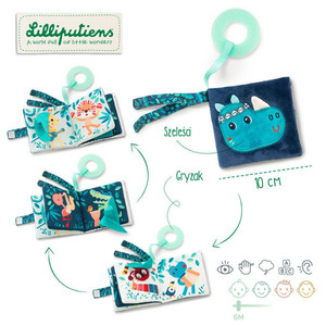 LILLIPUTIENS Multifunctional Playbook with Rustling Foil and Teether Marius Rhinoceros 6m+