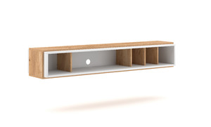 Wall-mounted TV Bench/Shelf Cinta, white/craft