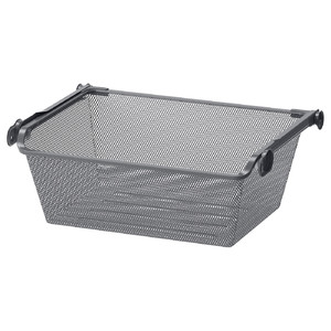 KOMPLEMENT Mesh basket with pull-out rail, dark grey, 50x35 cm