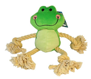 Dog Soft Toy Frog with Rope 36cm