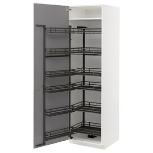 METOD High cabinet with pull-out larder, white/Bodbyn grey, 60x60x200 cm