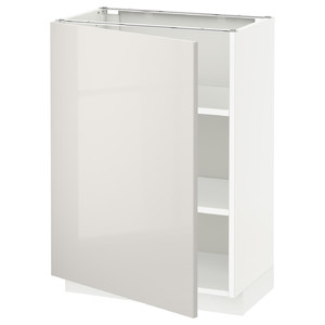 METOD Base cabinet with shelves, white/Ringhult light grey, 60x37 cm