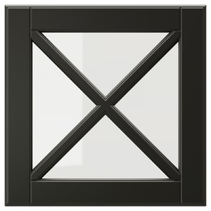 BODBYN Glass door with crossbar, black, 40x40 cm