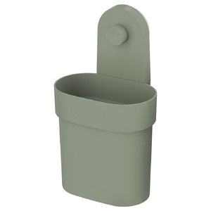 ÖBONÄS Container with suction cup, grey-green