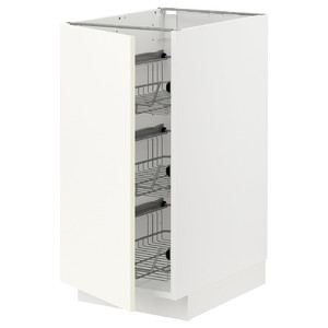 METOD Base cabinet with wire baskets, white/Vallstena white, 40x60 cm