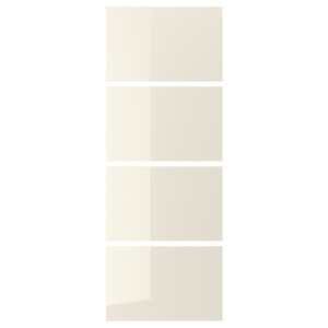 HOKKSUND 4 panels for sliding door frame, high-gloss light beige light beige, 75x201 cm