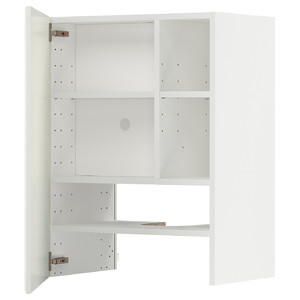 METOD Wall cb f extr hood w shlf/door, white/Bodbyn off-white, 60x80 cm