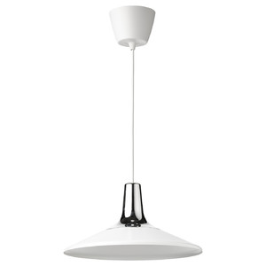 FYRTIOFYRA Pendant lamp, chrome effect/white, 38 cm