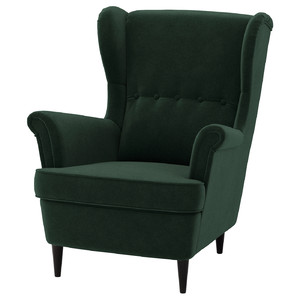 STRANDMON Wing chair, Djuparp dark green