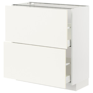 METOD / MAXIMERA Base cabinet with 2 drawers, white/Vallstena white, 80x37 cm