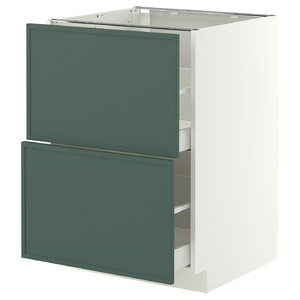 METOD/MAXIMERA Base cb 2 fronts/2 high drawers, white/Aspudden dark grey-green, 60x60 cm