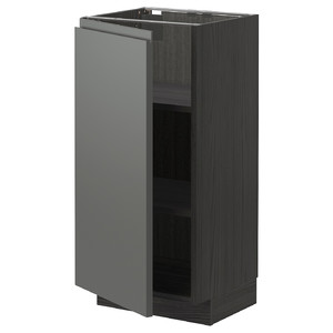 METOD Base cabinet with shelves, black/Voxtorp dark grey, 40x37 cm