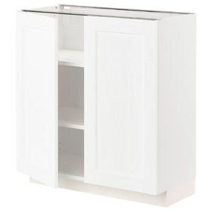METOD Base cabinet with shelves/2 doors, white Enköping/white wood effect, 80x37 cm