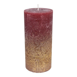 Rustic Candle 15cm, dark red/gold