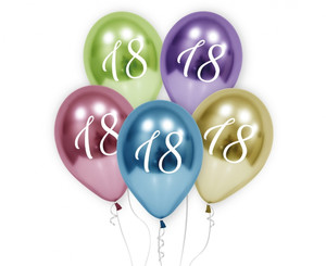 Birthday Balloons 18th Birthday Platinum 12" 5pcs