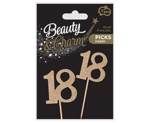 Birthday Picks 18 6pcs, gold