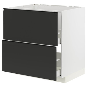 METOD / MAXIMERA Base cab f sink+2 fronts/2 drawers, white/Upplöv matt anthracite, 80x60 cm
