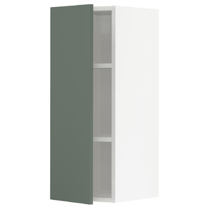 METOD Wall cabinet with shelves, white/Bodarp grey-green, 30x80 cm