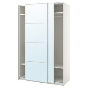 PAX / AULI Wardrobe, white/mirror glass, 150x66x236 cm