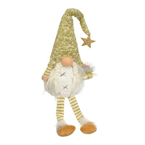 Christmas Gnome LED Decoration 71cm, white-gold