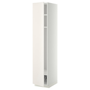 METOD High cabinet w shelves/wire basket, white/Veddinge white, 40x60x200 cm