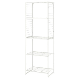 JOSTEIN Shelving unit with grid, in/outdoor/wire white, 62x40x180 cm