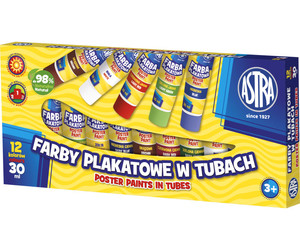 Astra Poster Paints 12 Colours x 30ml Tubes
