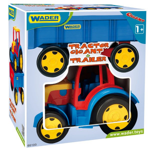 Giant Tractor and Trailer Set 120cm, assorted colours, 12m+