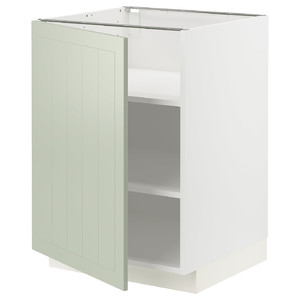 METOD Base cabinet with shelves, white/Stensund light green, 60x60 cm
