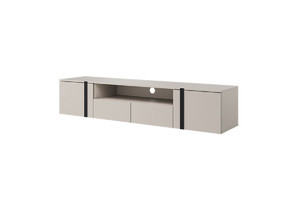 Wall-Mounted TV Cabinet Verica 200 cm, cashmere/black handles