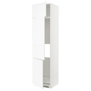 METOD High cab f fridge/freezer w 3 doors, white Enköping/white wood effect, 60x60x240 cm