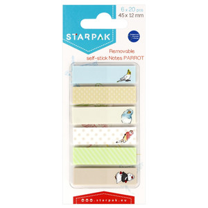 Starpak Removable Self-Stick Notes Parrot 45x12mm 6 Colours x 20pcs